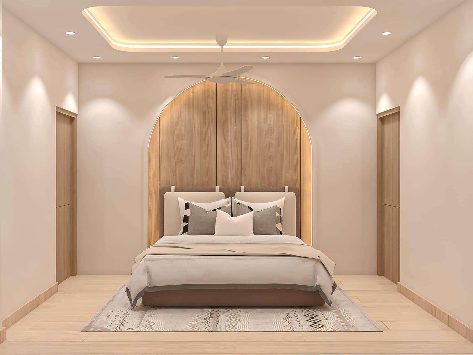 Bedroom with upholstered bed